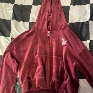Red playboy zip up hoodie